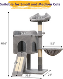 Indoor Cat Tree Tower with Sisal Scratching Post Cat Furniture Light Grey