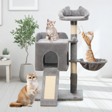 Indoor Cat Tree Tower with Sisal Scratching Post Cat Furniture Light Grey