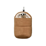 Custom Portable Warm Pet Bag Bed Design Breathable Brown Suede For Travel