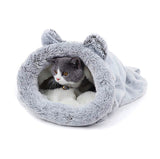 Cute Ears Design Fluffy Soft Plush Semi-Closed Cat Sleeping Bag
