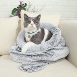 Cute Ears Design Fluffy Soft Plush Semi-Closed Cat Sleeping Bag