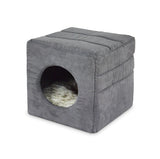 Custom Indoor Winter Covered Plush Cat Box Bed House With Door