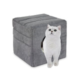 Custom Indoor Winter Covered Plush Cat Box Bed House With Door