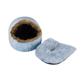 Custom Luxury Plush Fluffy Blue Cat Bed With Cover