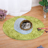 Custom Luxury Plush Fluffy Blue Cat Bed With Cover