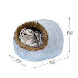 Custom Luxury Plush Fluffy Blue Cat Bed With Cover