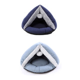 Customized Luxury Blue Tent Style Semi-enclosed Pet House With Fur Ball