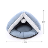 Customized Luxury Blue Tent Style Semi-enclosed Pet House With Fur Ball
