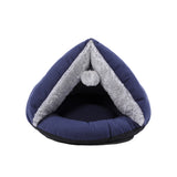 Customized Luxury Blue Tent Style Semi-enclosed Pet House With Fur Ball
