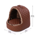 Semi-enclosed plush warm pet bed with removable cushion