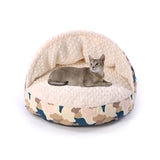 Semi-closed Cat Cave Bed Indoor Warm Fluffy Pet Bed