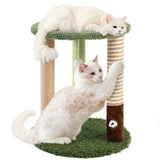 WOOCHPET Cat Tree Tower with 3 Scratcher Posts 17inch Tall Cat Tree Sisal Scratching Posts with Fun Cat Toys for Kitty and Adult Cats Small Cat Tower and Perch Bed for Indoor Cats (Green)