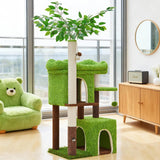 Woochpet 60in Cat Tree with Cat Scratching Post Tree-Shaped Cat Tree Tower with 2 Large Cat Houses and Wide Top Perch Bed for Adults and Large Cats