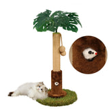 Woochpet Cat Scratching Post for Indoor Cats and Kitten - 24.8" Tall Cat Scratching Post with Sisal Rope,Palm Tree Cat Scratch Post with Hanging Ball, Small Brown