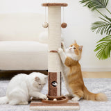 Woochpet 34inches Tall Cat Scratching Post with Cat Ball Track Toy Heavy Duty and Thicker Large Diameter Natural Sisal Cat Scratcher Post for Large Cats and Small Cats Protect Your Furniture