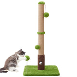 Woochpet 33" Tall Cat Scratching Post for Indoor Cats, Premium Sisal Scratch Posts with Cat Toys and Fun Mouse Holer for Cats at All Ages, Scratcher Tree with Reinforced Stable Base (Green)