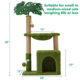 Woochpet 37" Cat Tree Tower for Indoor Cats Multi-Functional Comfy Cat Bed - with Sturdy Scratching Post, Cozy Hammock for Kittens and Small Cats,Cute Cat Tower with Fun Mouse Hole and Toy Ball