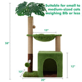 Woochpet 37" Cat Tree Tower for Indoor Cats，2-in-1 Multi-Functional Comfort with Premium Sisal Scratching Post, Cat Cando with Mouse Hole and Plush Toy Ball Large Hammock for Kitty or Small Cats
