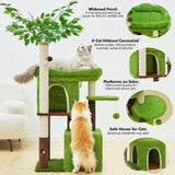 Woochpet 60in Cat Tree with Cat Scratching Post Tree-Shaped Cat Tree Tower with 2 Large Cat Houses and Wide Top Perch Bed for Adults and Large Cats