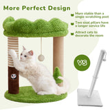 WOOCHPET Small Cat Tree with Perch Cat Bed and Removable Cover 23 inch Tall Cat Tower with 2 Scratching Sisal Scratching Posts and Cat Toys for Kittens and Adult Cats（Green）