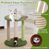 WOOCHPET Cat Tree Tower with 3 Scratcher Posts 17inch Tall Cat Tree Sisal Scratching Posts with Fun Cat Toys for Kitty and Adult Cats Small Cat Tower and Perch Bed for Indoor Cats (Green)
