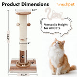 Woochpet 34inches Tall Cat Scratching Post with Cat Ball Track Toy Heavy Duty and Thicker Large Diameter Natural Sisal Cat Scratcher Post for Large Cats and Small Cats Protect Your Furniture