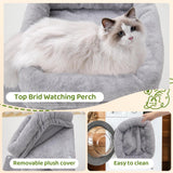 Woochpet 24inch Tall Cat Tree with 2 Cat Condo and Mouse Toy Cozy Small Cat Tower with Scratching Post and Board for Kitties and Small Cats