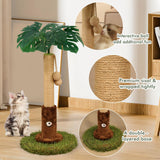 Woochpet Cat Scratching Post for Indoor Cats and Kitten - 24.8" Tall Cat Scratching Post with Sisal Rope,Palm Tree Cat Scratch Post with Hanging Ball, Small Brown