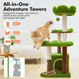 Woochpet Cat Tree Tower with Large Cat House,Three Platforms Jumping and Sleeping for Cats Multi-Functional for Kittens and Adult Cats (Green)