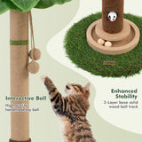 Woochpet Cat Scratching Post 35'' Tall Cat Scratcher Tree Tower Scratching Posts for Indoor Cats with Cat Toy Mouse Hole and Interactive Wooden Ball for Kittens Adults Cats