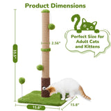 Woochpet 33" Tall Cat Scratching Post for Indoor Cats, Premium Sisal Scratch Posts with Cat Toys and Fun Mouse Holer for Cats at All Ages, Scratcher Tree with Reinforced Stable Base (Green)