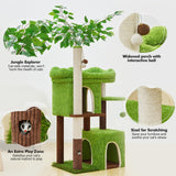 Woochpet 60in Cat Tree with Cat Scratching Post Tree-Shaped Cat Tree Tower with 2 Large Cat Houses and Wide Top Perch Bed for Adults and Large Cats
