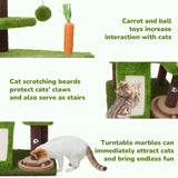 WOOCHPET 55in Tall Cat Tree Tower with Cat Toys for Indoor Multi-Level Cozy Large Cat Tree with Condo Top Perch and Sisal Scratching Posts, Green Cat Tower for Kitty and Adult Cats(Green)