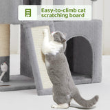 Woochpet 24inch Tall Cat Tree with 2 Cat Condo and Mouse Toy Cozy Small Cat Tower with Scratching Post and Board for Kitties and Small Cats