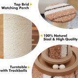 Woochpet 34inches Tall Cat Scratching Post with Cat Ball Track Toy Heavy Duty and Thicker Large Diameter Natural Sisal Cat Scratcher Post for Large Cats and Small Cats Protect Your Furniture