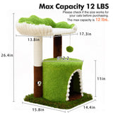 Woochpet Multi-Level Cat Tree with Sisal Scratching Post, Small Cat Tower with Cozy Condo, Soft Top Perch and Interactive Toy Mouse, Cute Forest Design Cat Furniture for Indoor Cats and Kittens