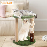 WOOCHPET Cat Tree Tower with 3 Scratcher Posts 17inch Tall Cat Tree Sisal Scratching Posts with Fun Cat Toys for Kitty and Adult Cats Small Cat Tower and Perch Bed for Indoor Cats (Green)