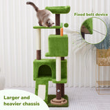 WOOCHPET 55in Tall Cat Tree Tower with Cat Toys for Indoor Multi-Level Cozy Large Cat Tree with Condo Top Perch and Sisal Scratching Posts, Green Cat Tower for Kitty and Adult Cats(Green)