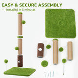 Woochpet 33" Tall Cat Scratching Post for Indoor Cats, Premium Sisal Scratch Posts with Cat Toys and Fun Mouse Holer for Cats at All Ages, Scratcher Tree with Reinforced Stable Base (Green)