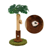 Woochpet Cat Scratching Post for Indoor Cats and Kitten - 24.8" Tall Cat Scratching Post with Sisal Rope,Palm Tree Cat Scratch Post with Hanging Ball, Small Brown