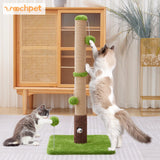 Woochpet 33" Tall Cat Scratching Post for Indoor Cats, Premium Sisal Scratch Posts with Cat Toys and Fun Mouse Holer for Cats at All Ages, Scratcher Tree with Reinforced Stable Base (Green)