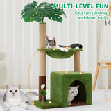 Woochpet 37" Cat Tree Tower for Indoor Cats，2-in-1 Multi-Functional Comfort with Premium Sisal Scratching Post, Cat Cando with Mouse Hole and Plush Toy Ball Large Hammock for Kitty or Small Cats