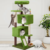 WOOCHPET 55in Tall Cat Tree Tower with Cat Toys for Indoor Multi-Level Cozy Large Cat Tree with Condo Top Perch and Sisal Scratching Posts, Green Cat Tower for Kitty and Adult Cats(Green)