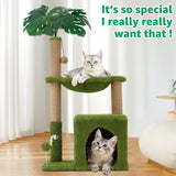 Woochpet 37" Cat Tree Tower for Indoor Cats Multi-Functional Comfy Cat Bed - with Sturdy Scratching Post, Cozy Hammock for Kittens and Small Cats,Cute Cat Tower with Fun Mouse Hole and Toy Ball