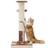 Woochpet 34inches Tall Cat Scratching Post with Cat Ball Track Toy Heavy Duty and Thicker Large Diameter Natural Sisal Cat Scratcher Post for Large Cats and Small Cats Protect Your Furniture
