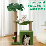 Woochpet 37" Cat Tree Tower for Indoor Cats，2-in-1 Multi-Functional Comfort with Premium Sisal Scratching Post, Cat Cando with Mouse Hole and Plush Toy Ball Large Hammock for Kitty or Small Cats