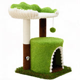 Woochpet Multi-Level Cat Tree with Sisal Scratching Post, Small Cat Tower with Cozy Condo, Soft Top Perch and Interactive Toy Mouse, Cute Forest Design Cat Furniture for Indoor Cats and Kittens