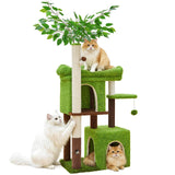 Woochpet 60in Cat Tree with Cat Scratching Post Tree-Shaped Cat Tree Tower with 2 Large Cat Houses and Wide Top Perch Bed for Adults and Large Cats