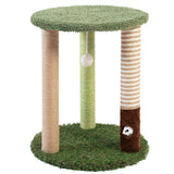 WOOCHPET Cat Tree Tower with 3 Scratcher Posts 17inch Tall Cat Tree Sisal Scratching Posts with Fun Cat Toys for Kitty and Adult Cats Small Cat Tower and Perch Bed for Indoor Cats (Green)